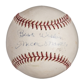 Mickey Mantle Signed and Inscribed Baseball Vintage 1950s Signature (JSA)